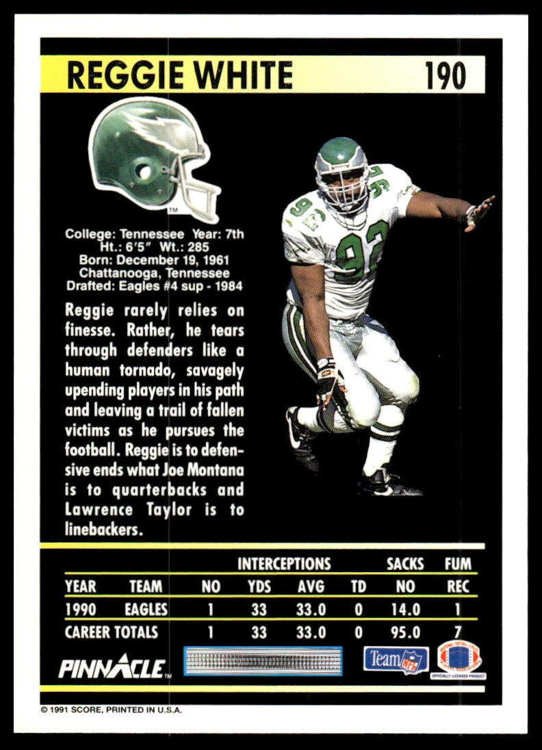 1991 Pinnacle #190 Reggie White