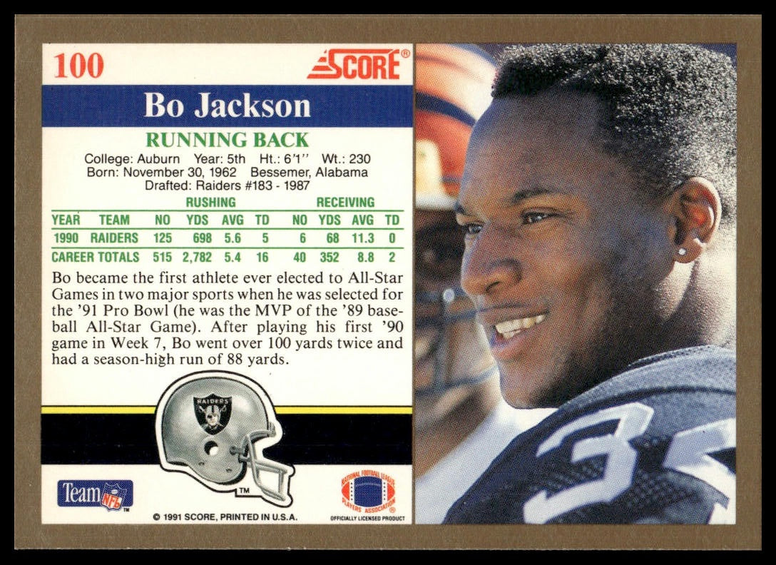 1991 Score #100 Bo Jackson