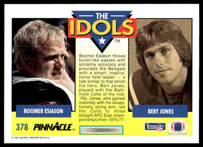1991 Pinnacle #378 Boomer Esiason / Bert Jones IDOL